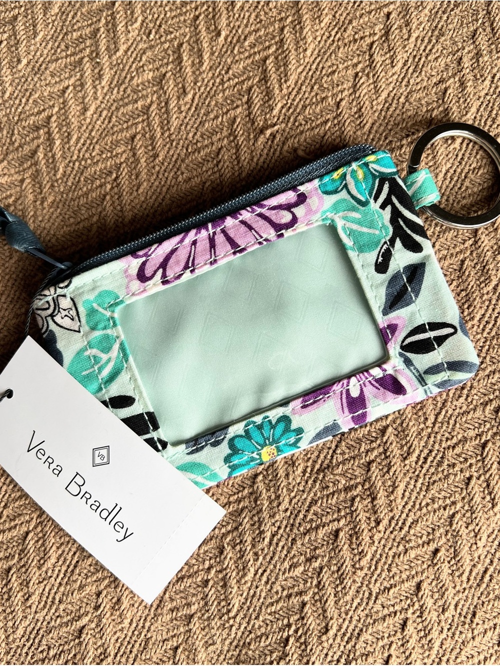 Vera Bradley Floral ID Card Holder in Aqua and Purple